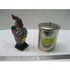 Image 1 : HAMMERED SILVER LIDDED CONTAINER & LEADED GLASS ROOSTER