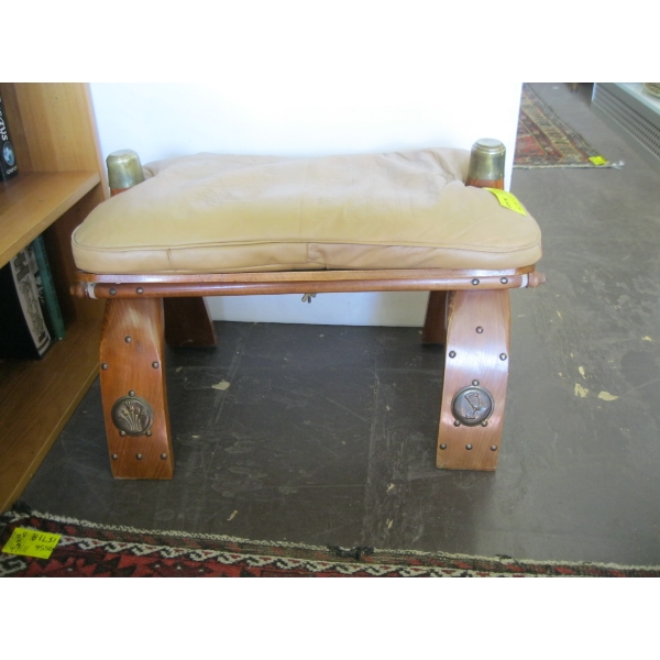 LEATHER CAMEL STOOL