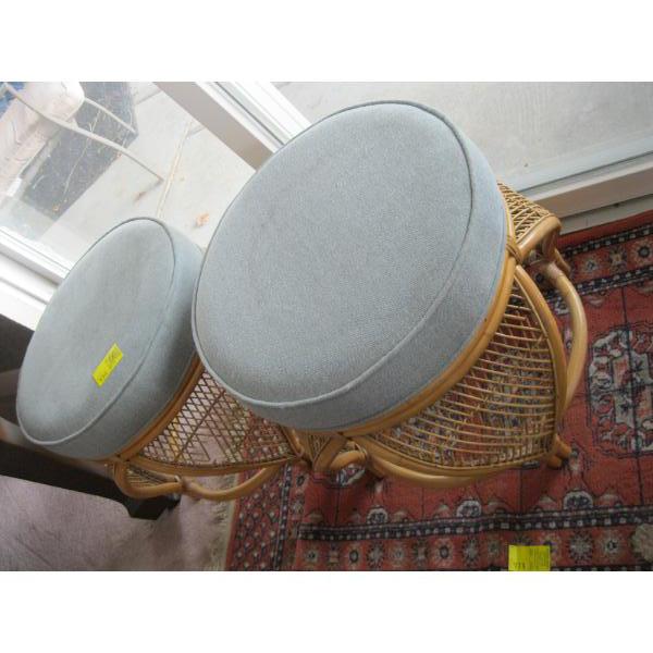 2 RATTAN FOOTSTOOLS