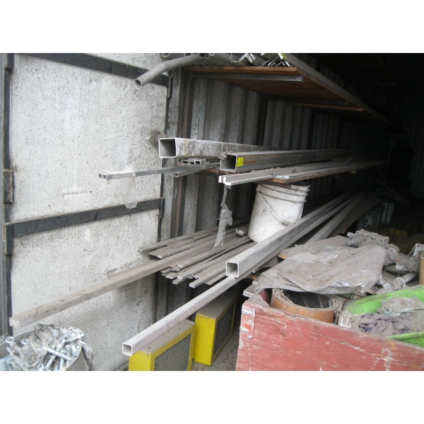 2 SHELVES OF ASST. ALUMINUM FLAT BAR, TUBING, ETC.