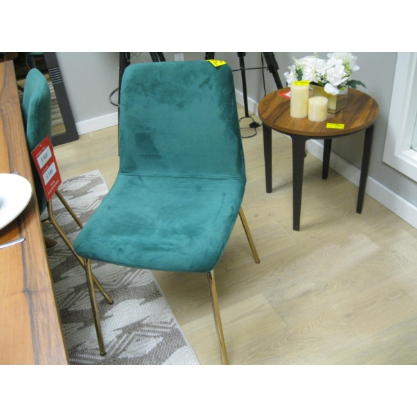 SET OF 6 GREEN & BRASS BASED CHAIRS