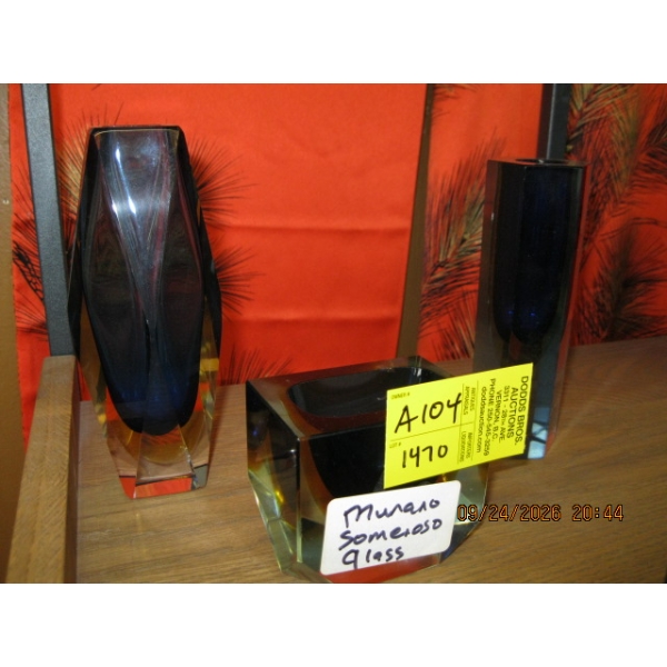 3 MCM MURANO GLASS VASES