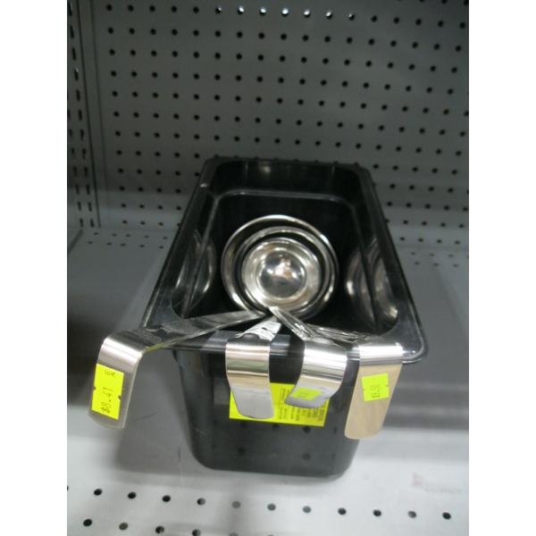 BLACK PLASTIC BIN W/4 ASST. SIZE LADLES