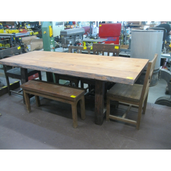 LG. LIVE EDGE WOOD SLAB DINING TABLE, APPROX. 7'6"X3'3"