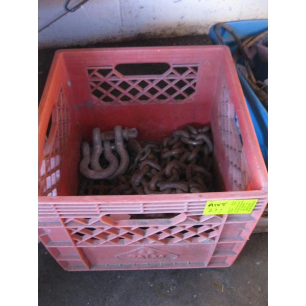 BUCKET W/ASST. CHAIN (12'), CLEVICES, ETC.
