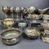 Image 9 : LG. LOT OF SILVER PLATED CUPS, BOWLS, VASES, ETC.