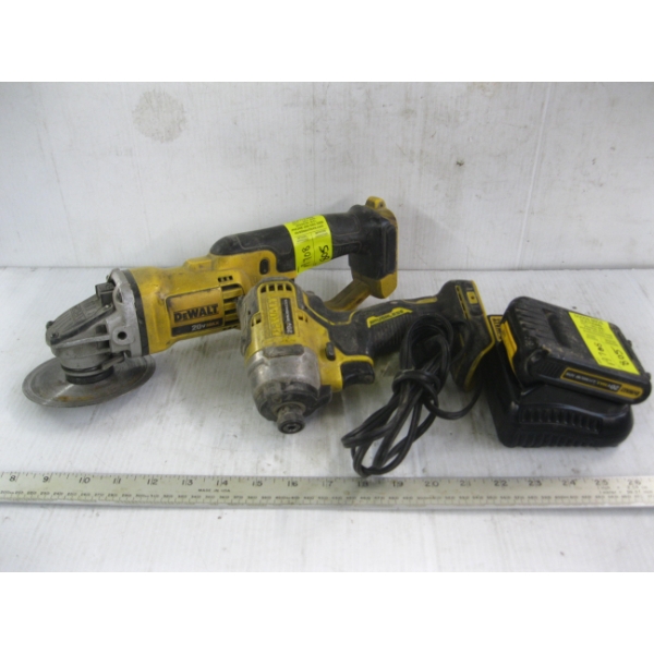 DEWALT 20V IMPACT GUN & ANGLE GRINDER W/BATTERY & CHARGER