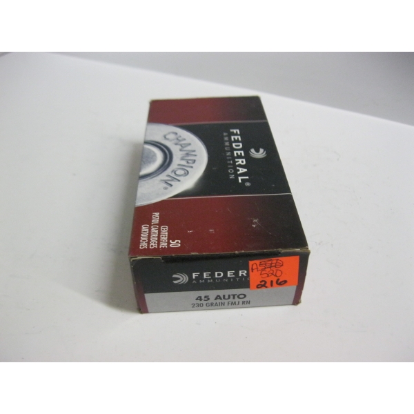 FEDERAL 45 AUTO 230GRS FMJ RN|1X50 CENTERFIRE CARTRIDGES