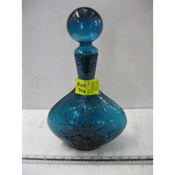 BLUE ANTIGUA ITALIAN EMPOLI VASE W/STOPPER