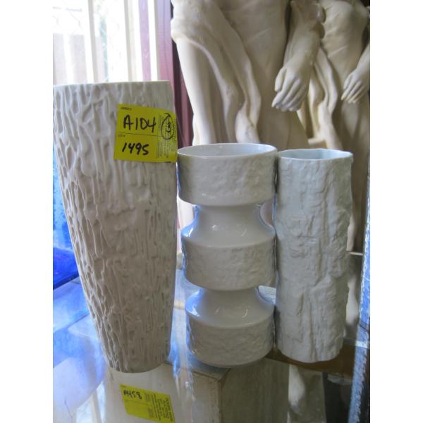 3 GERMAN WHITE PORCELAIN VASES