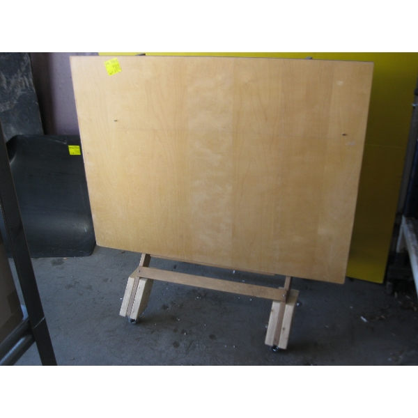 WOODEN DRAFTING/DRAWING TABLE & A WOODEN RACK