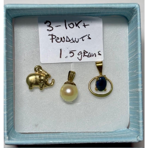 3 - 10KT PENDANTS, 1.5G