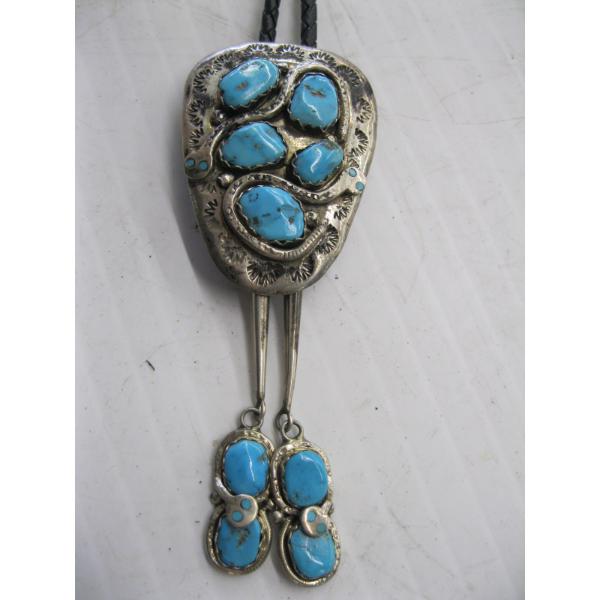 TURQUOISE & SILVER NAVAJO BOLO TIE