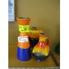Image 3 : 3 WEST GERMAN FAT LAVA POTTERY ORANGE & BLUE VASES