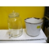 Image 3 : GLASS WATER DISPENSER, ENAMEL PAIL & METAL WATERER