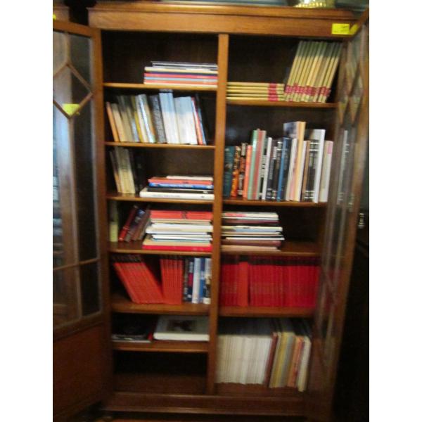 LG. LOT OF BOOKS IN GLASS DOORED CABINET