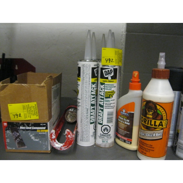 MISC. CLEAR CAULKING, GLUE, DUCT SEAL COMPOUND, ETC.