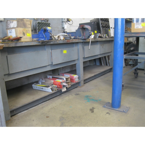 LG. WOOD TOP WORK BENCH W/DRAWERS