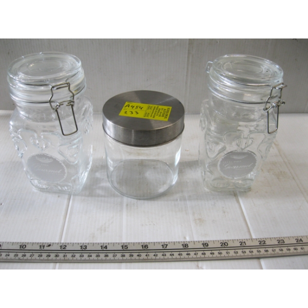 3 GLASS CANNISTERS