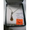Image 2 : STERLING SILVER & AMBER NECKLACE, 18"