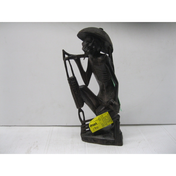 VINTAGE VIETNAM RICE FARMER CARVED FIGURINE