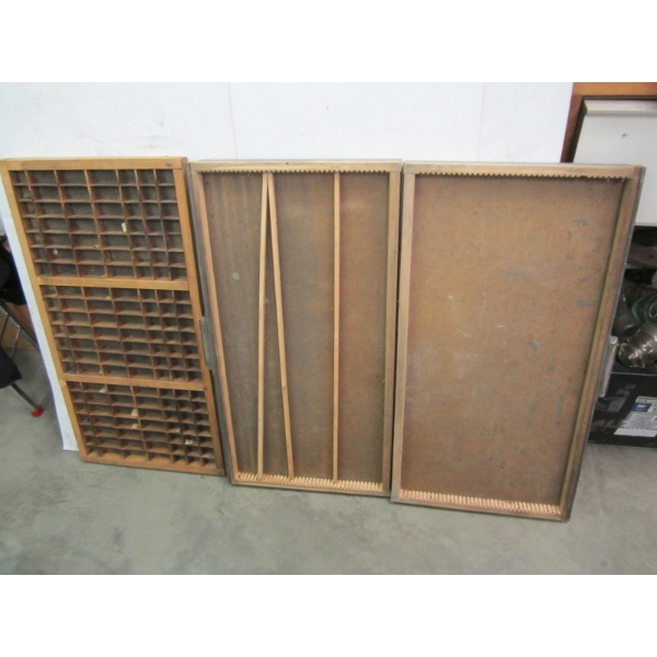 4 WOODEN TYPESETTER TRAYS