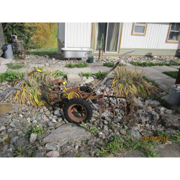 SELF PROPELLED GAS "AS IS" YARD ART TRACTOR W/PLOW