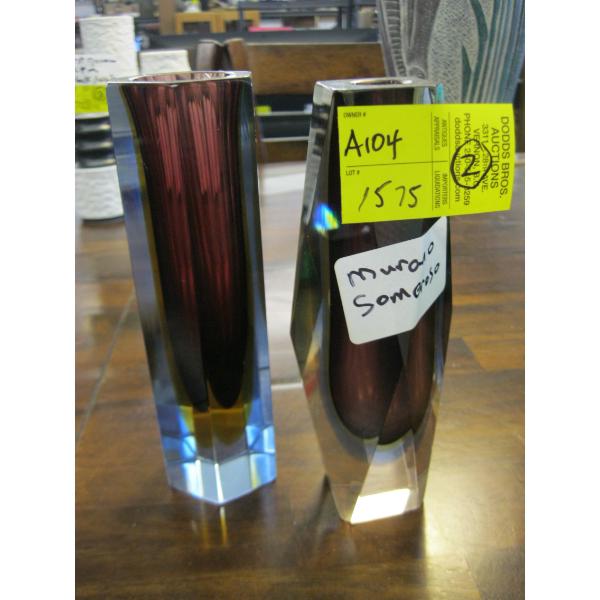 2 MURANO SOMMERSO GLASS VASES