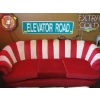Image 1 : VINTAGE RECOVERED SOFA W/CARVED LEGS - RED/WHITE