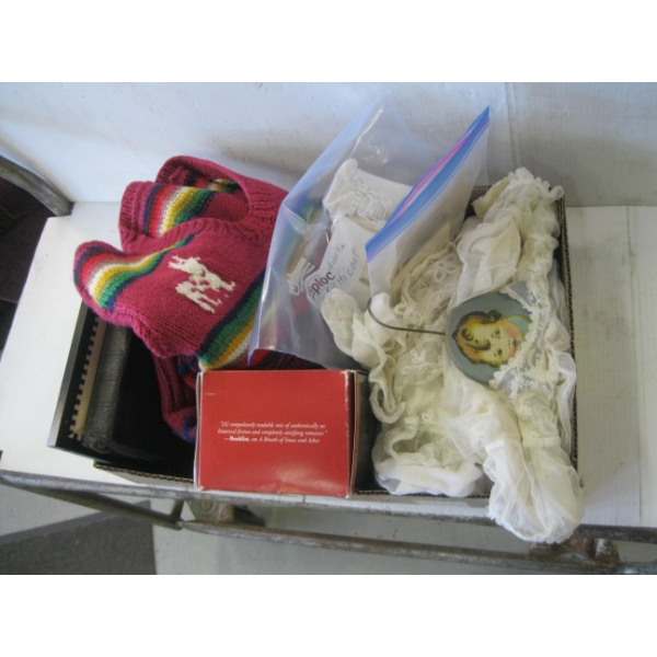 BABY BAPTISMAL DRESS, VINTAGE PICTURES, SWEATER, ETC.