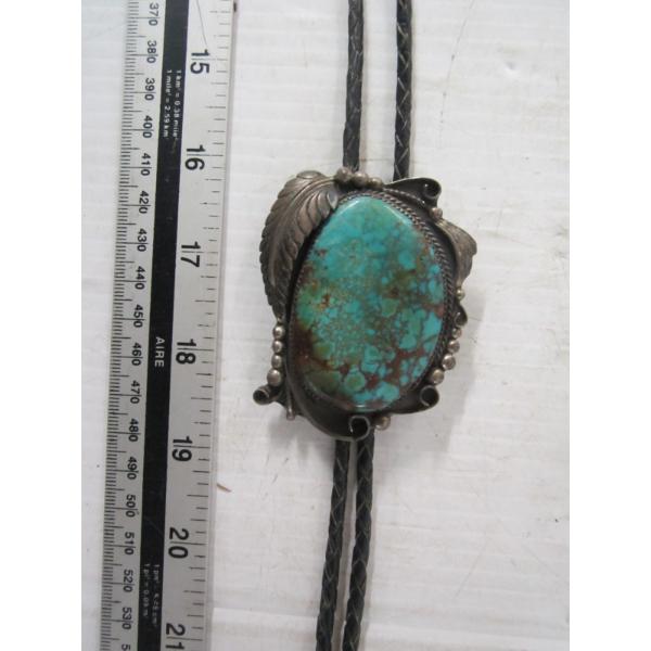 BENNETT SILVER & TURQUOISE NAVAJO BOLO TIE