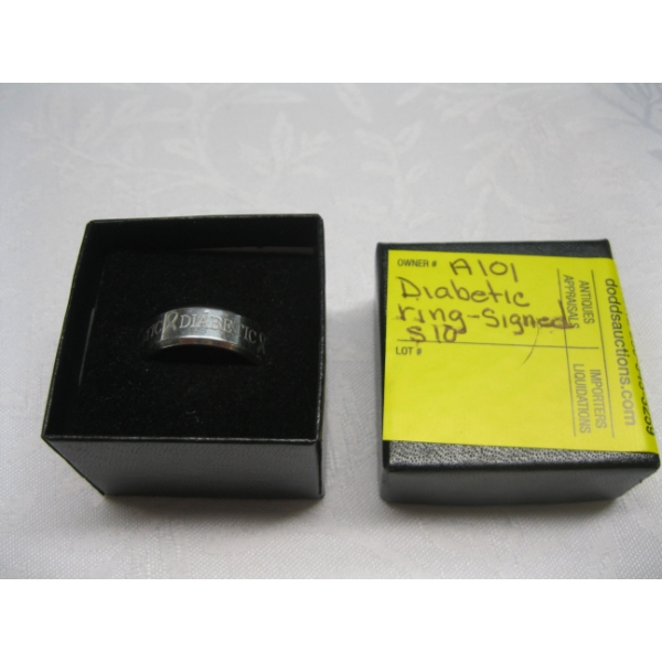 DIABETIC RING, SIGNED, SZ 10