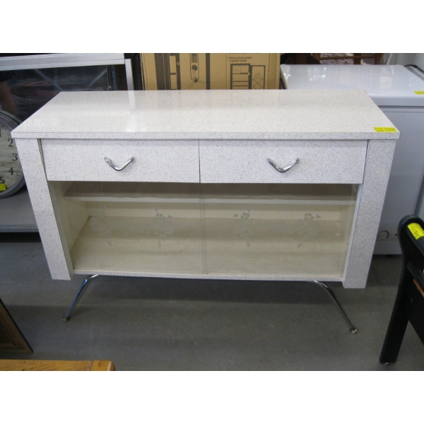 60S STYLE ARBORITE 2 DRAWER SIDEBOARD