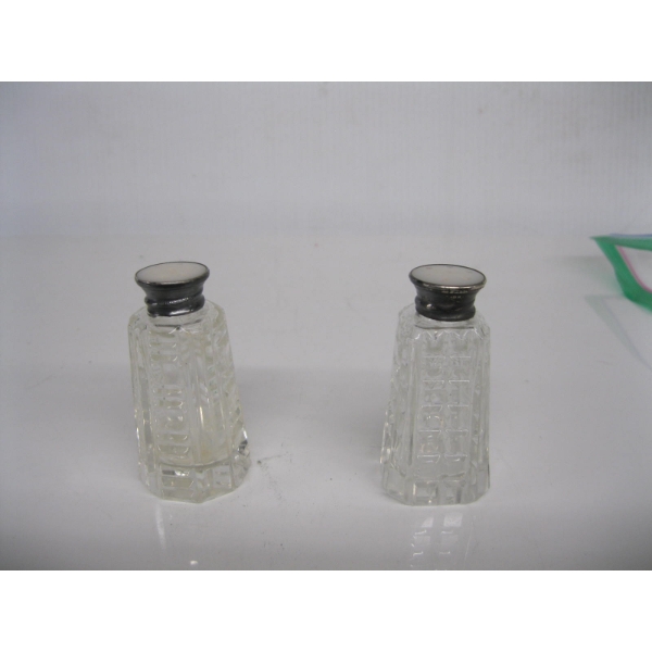 SALT & PEPPER SHAKERS W/STERLING LIDS
