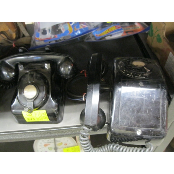 WALL MOUNT DIAL TELEPHONE & THE BLACK CRANK TELEPHONE