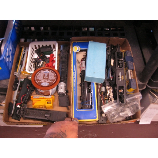 2 BOXES OF ASST. "AS IS' TRAIN ENGINES, ETC.