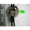 Image 3 : SILVER W/TURQUOISE & CORAL STONE BOLO TIE, MARKED MANNING