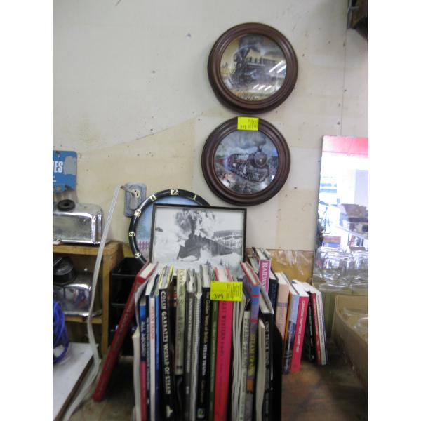 LG. LOT OF ASST. RAILWAY BOOKS, PICTURES, PLATES, ETC.