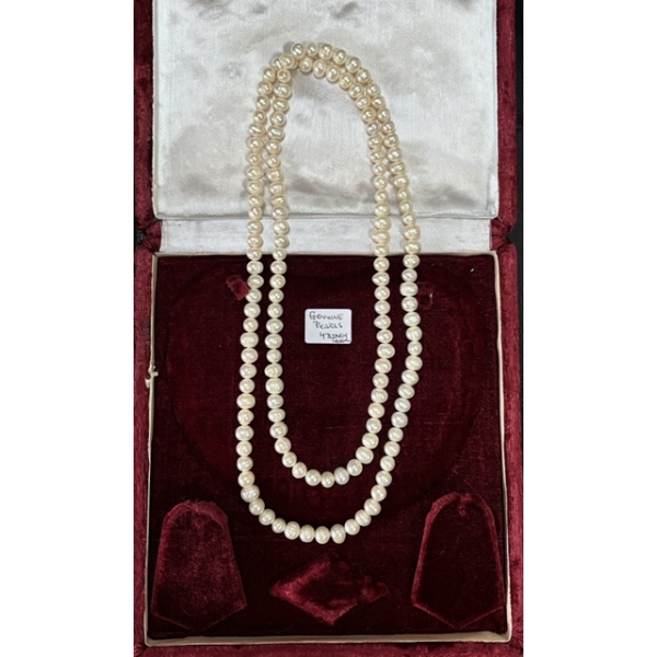 GENUINE PEARL NECKLACE, 43"
