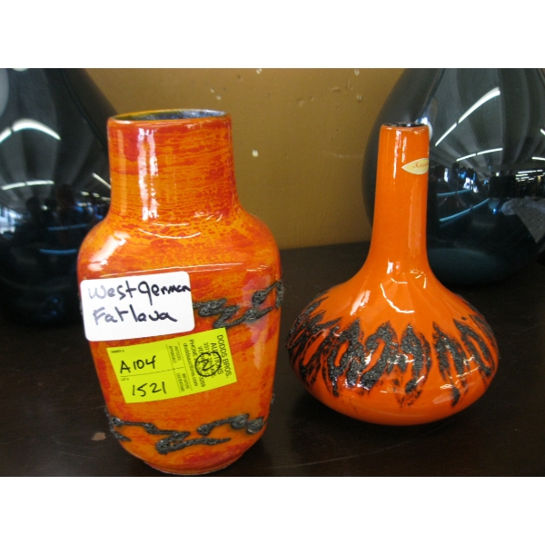 2 WEST GERMAN FAT LAVA VASES