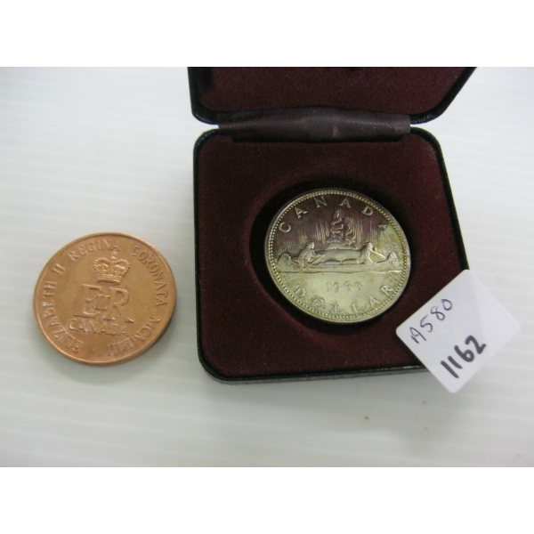 1965 CDN SILVER $1 & A COPPER COIN