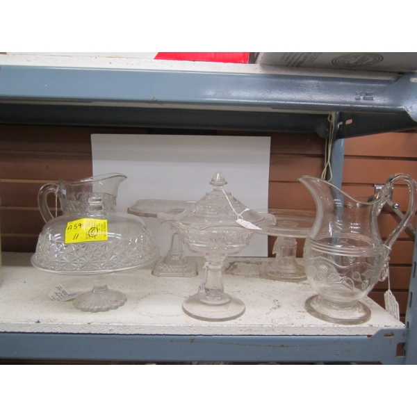 6 PIECES OF VINTAGE GLASSWARE