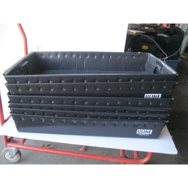 6 BLACK ULINE TUBS W/HANDLES - 31X19X6"