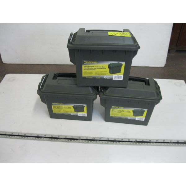 3 MINI PLASTIC AMMO BOXES