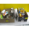 Image 2 : 2 BOXES OF MISC. PLATES, GLASSES, COLLECTABLE CORONA BOTTLES, CLOCK, ETC.