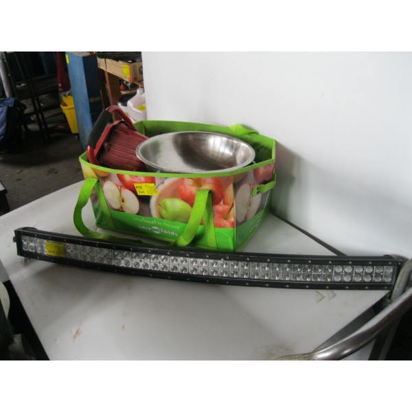 LED LIGHT BAR & A BAG OF MISC. SPOTLIGHT, ETC.