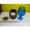 Image 1 : CERAMIC REDCLIFFE POTTERIES COOKIE JAR & A BLUE GLASS VASE
