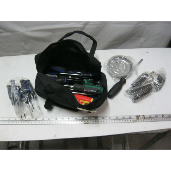 BAG W/ASST. SCREWDRIVERS, BITS, ETC.
