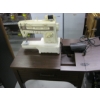 Image 2 : SINGER SEWING MACHINE IN CABINET W/STOOL