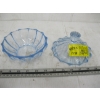 Image 2 : PAIR OF SLOVAKIAN VASES & A BLUE GLASS LIDDED DISH